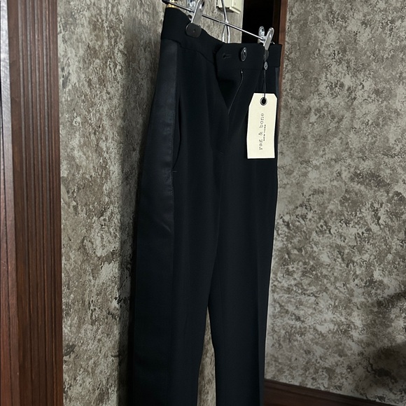 Women’s Rag Bone Black Sz 00 Meki Side Stripe Pants Triacetate/Poly Blend - Picture 3 of 9